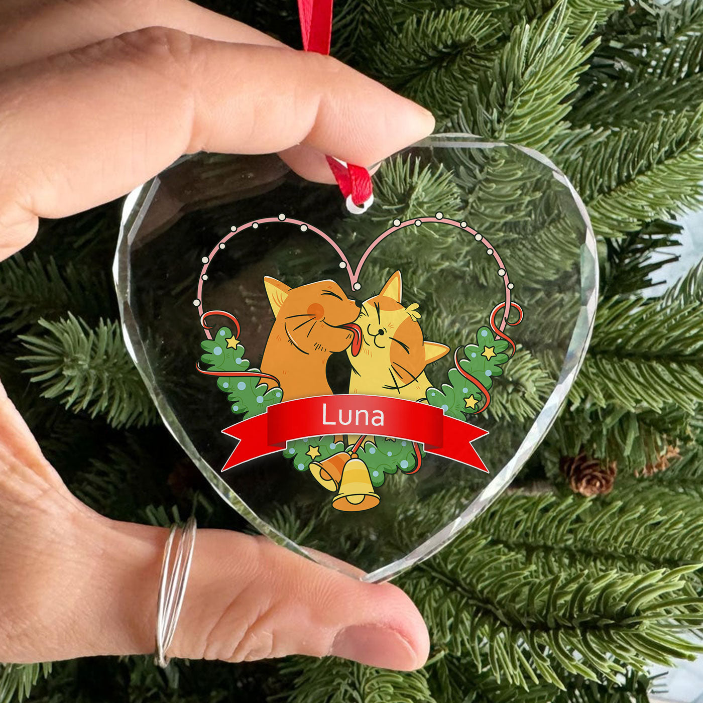 Perfect Christmas Love | Cat Couple for the Holidays | Glass Ornament